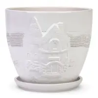 Набор горшков цветочный поддоном 4 шт 0,6 / 1,4 / 2,5 / 5 л керамика белый Галандия