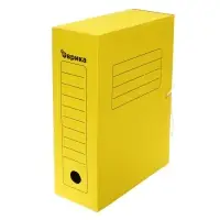 Папка архивная с завязками,микрогофрокартон, 100мм, желтый, до 900л.