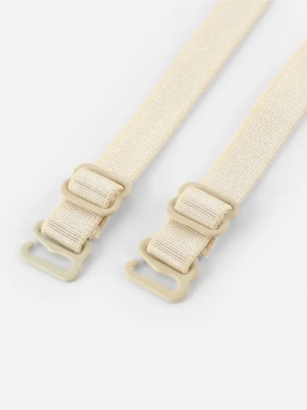 Лямки для бюстгальтера, текстильные, 1 см, 37 см, пара, бежевые