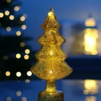 Фигура светодиодная "Елочка золотистая", 1 LED, 25 см, от бат. AAAx3, Т/БЕЛЫЙ