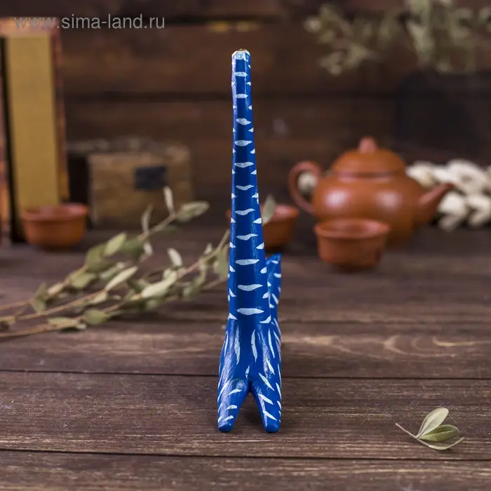 Сувенир дерево "Кошка синяя под кольца" 13х3х14 см