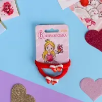 Резинка для волос &laquo;Маленькая радость&raquo;, набор 2 шт., бабочка, 3.5 см, красная