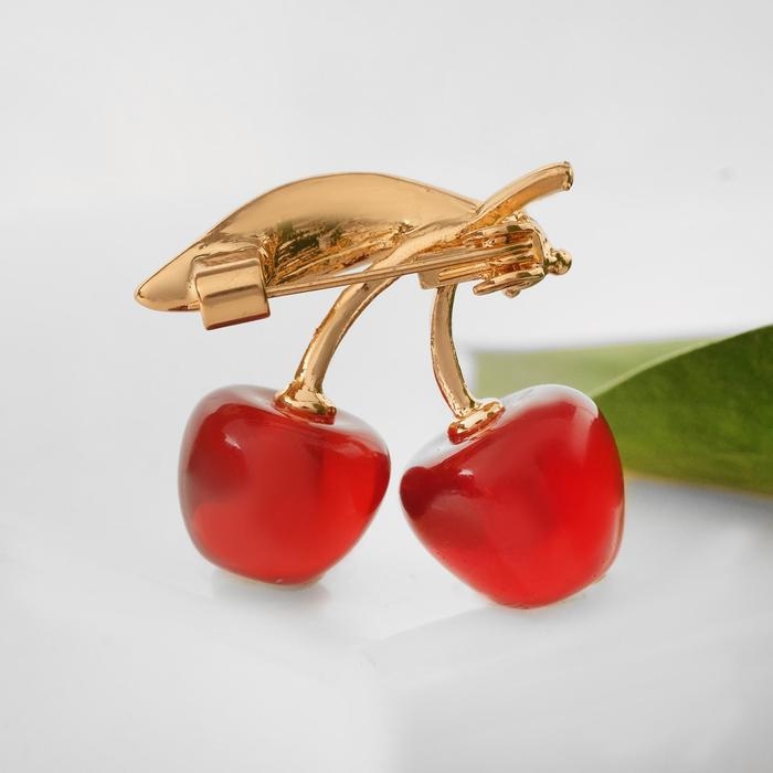 Брошь &laquo;Вишни&raquo; наливные, цвет красно-белый в золоте