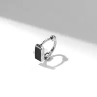 Пирсинг в ухо (хеликс) &laquo;Геометрия&raquo; прямоугольник, d=10 мм, чёрный в серебре