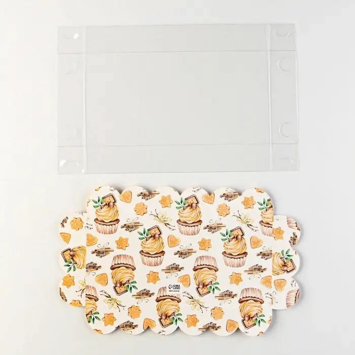 Коробка для печенья, кондитерская упаковка с пластиковой крышкой, &laquo;Сладкой жизни&raquo;, 10.5 х 21 х 3 см