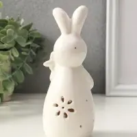 Сувенир керамика свет "Зайка с морковкой" белый 5х5,5х15,5 см