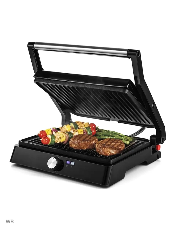 Электрогриль КТ-1661 двусторонний гриль электрический 2200Вт
