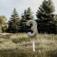 Шар фольгированный 40" Цифра 3, цвет &laquo;Взбитые сливки&raquo;