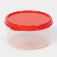 Контейнер круглый Доляна, пищевой, 150 мл, прозрачный, крышка красная