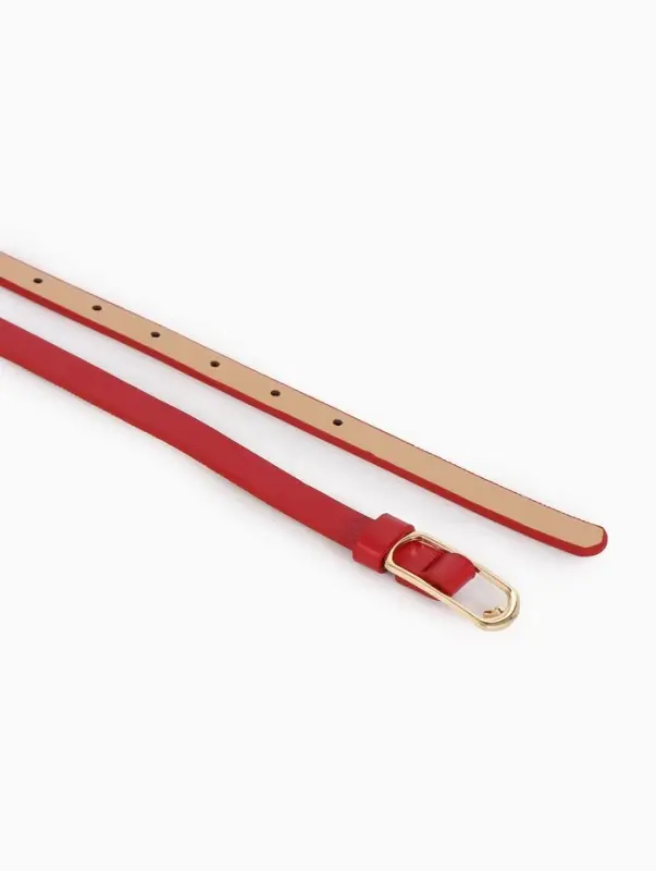 Ремень жен 02-01-01-01, Июнь2515 1,5*0,3*110 см, без винта, пряж золото, 1 прокол, красный   1090317