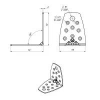 Уголок крепёжный 70х70х55х2.0 усил.цинк, сзенковкой шт., 100 шт.