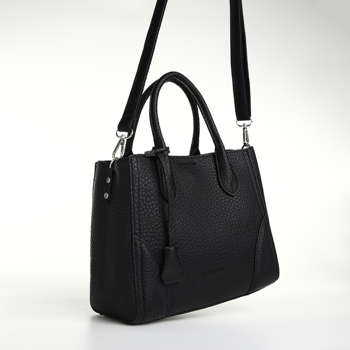 Сумка женская на молнии, TEXTURA, маленький размер, цвет чёрный