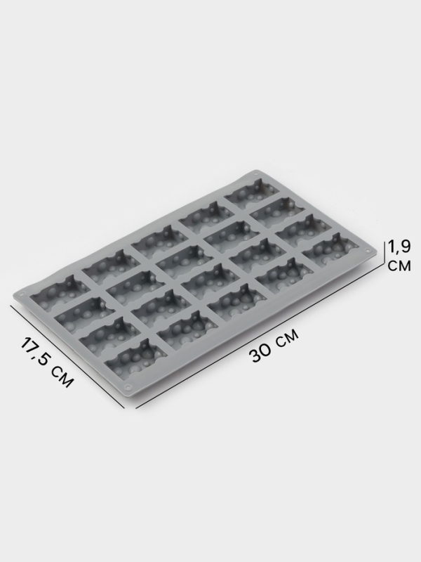 Форма для выпечки и муссовых десертов KONFINETTA &laquo;Сыр&raquo;, силикон, 20 ячеек (5&times;3см), 30&times;17,5&times;1,9 см, серая