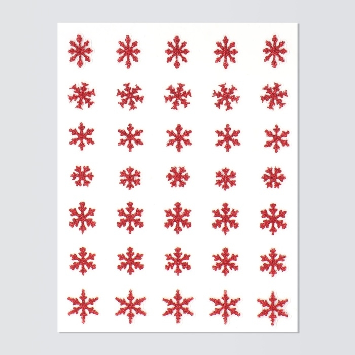 Новый год! Наклейки для ногтей &laquo;Снежинки&raquo;,с блёстками, цвет красный