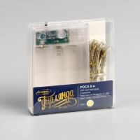 Гирлянда &laquo;Нить&raquo; 5 м роса, IP20, серебристая нить, 100 LED, 2 режима, батарейка AAх3 (не в комплекте), свечение тёплое белое