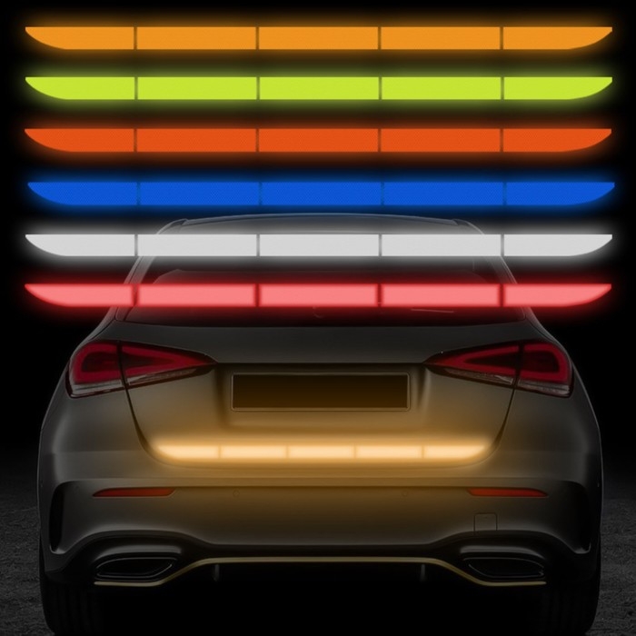 Наклейка светоотражающая 91&times;3,5 см на кузов авто, красный