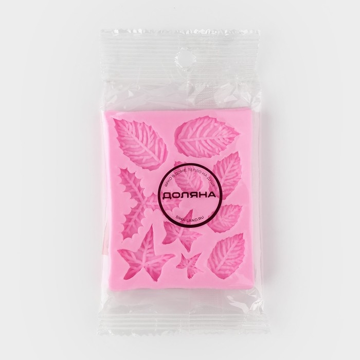 Молд для заливки Доляна &laquo;Листики&raquo;, 10 ячеек, силикон, 9&times;7.2 см, розовый