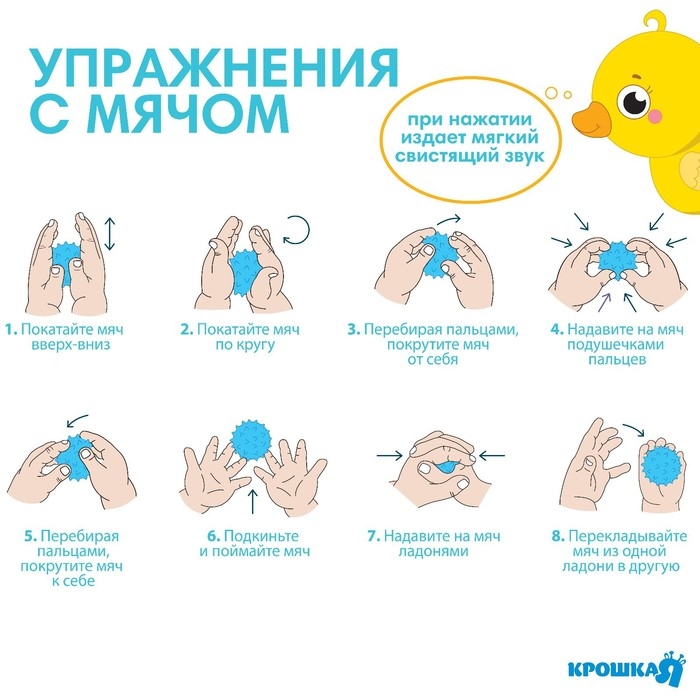 Набор для ванны &laquo;Утенок&raquo;, мочалка с игрушкой, 2 тактильных мячика, Крошка Я