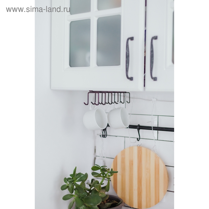 Держатель для кружек подвесной Доляна, на 12 предметов, 27&times;5&times;7,5 см, цвет коричневый