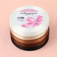 Набор атласных лент, 5 шт, размер 1 ленты: 10 мм &times; 23 &plusmn; 1 м, цвет коричневый спектр