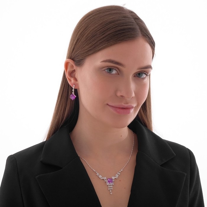 Набор 2 предмета: серьги, колье &laquo;Лёгкий флирт&raquo;, ромбики, цвет МИКС, 45 см