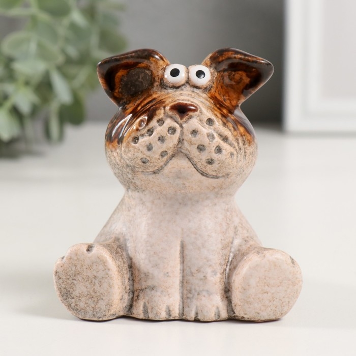 Сувенир керамика "Пёсик сидит" 7,8х8,8х9,5 см