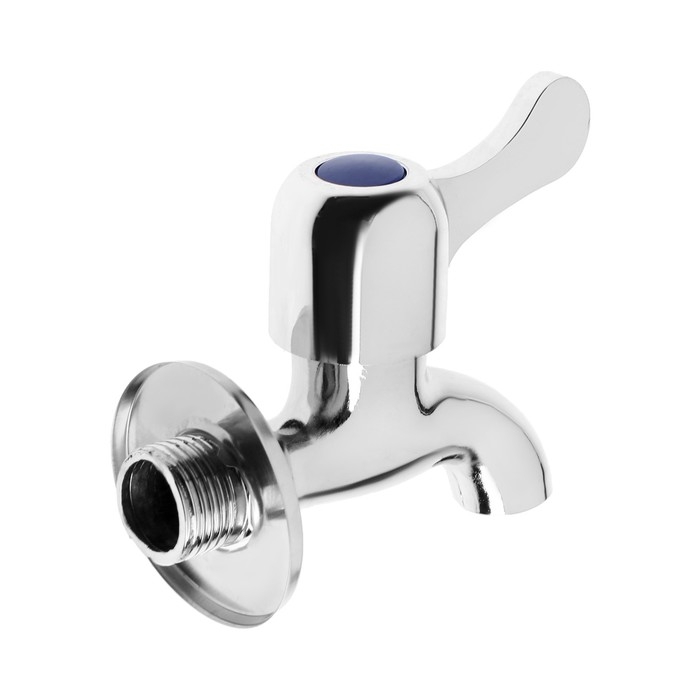 Кран водоразборный ZEIN Z2180, 1/2", с плоской ручкой, цинк, кран-букса, хром