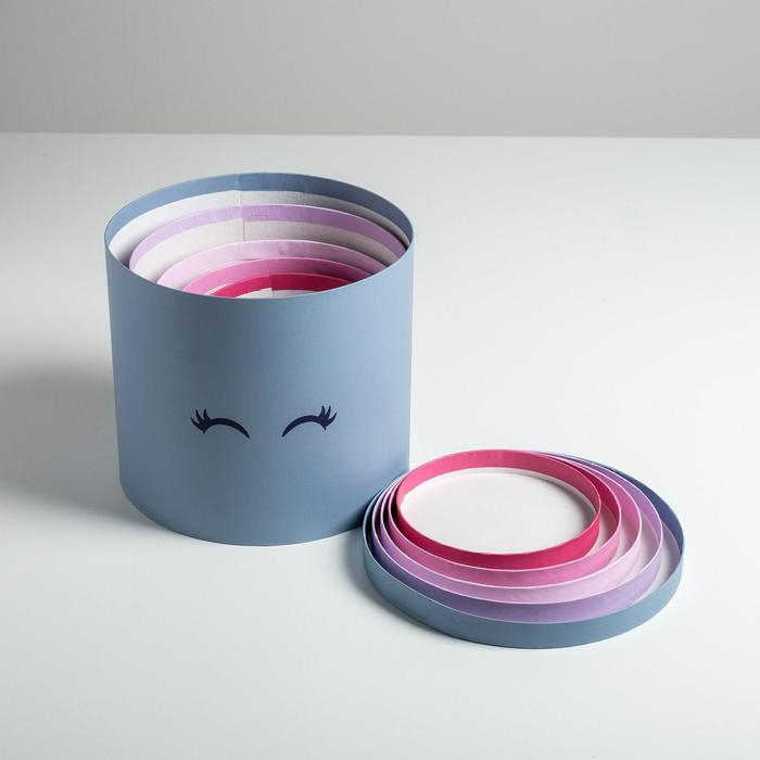 Набор шляпных коробок для цветов 5 в 1, упаковка подарочная, &laquo;Глазки&raquo;, 14 х 13 см - 22 х 19,5 см