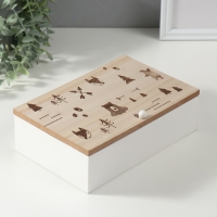 Шкатулка дерево с делениями "Лесные звери" 23х15х8,3 см