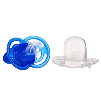 Соска- пустышка ортодотническая &laquo;Мишка&raquo; с колпачком, +6 мес., голубой