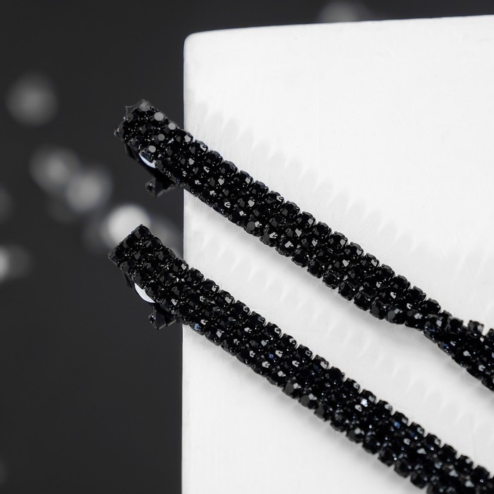 Клипсы &laquo;Лёд&raquo; классика, цвет чёрный в чёрном металле