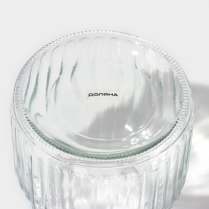 Банка стеклянная для хранения сыпучих продуктов Доляна &laquo;Зайка в золотом&raquo;, 600 мл, с керамической крышкой