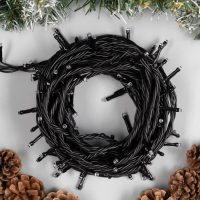 Гирлянда &laquo;Нить&raquo; 10 м, IP44, УМС, тёмная нить, 100 LED, свечение синее, 220 В