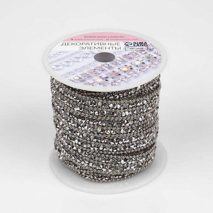 Стразы и бусины термоклеевые, ширина - 10 мм, 4,5 &plusmn; 0,5 м, цвет серебряный