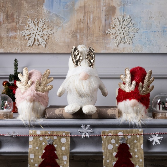 Светодиодная фигура &laquo;Гном розовый&raquo; 12 &times; 19 &times; 12 см, текстиль, батарейки AG10х3 (в комплекте), свечение тёплое белое