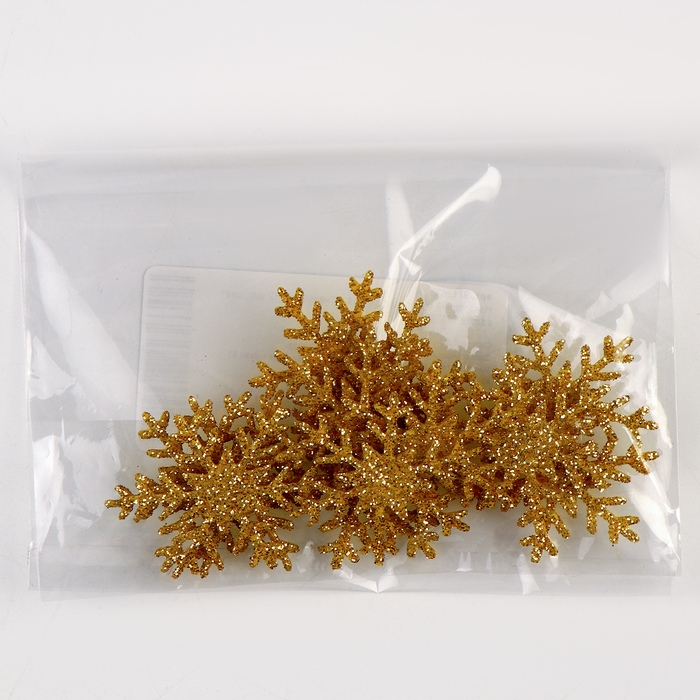 Новогодний набор для декора &laquo;Снежинки&raquo; 12 шт., цвет золото