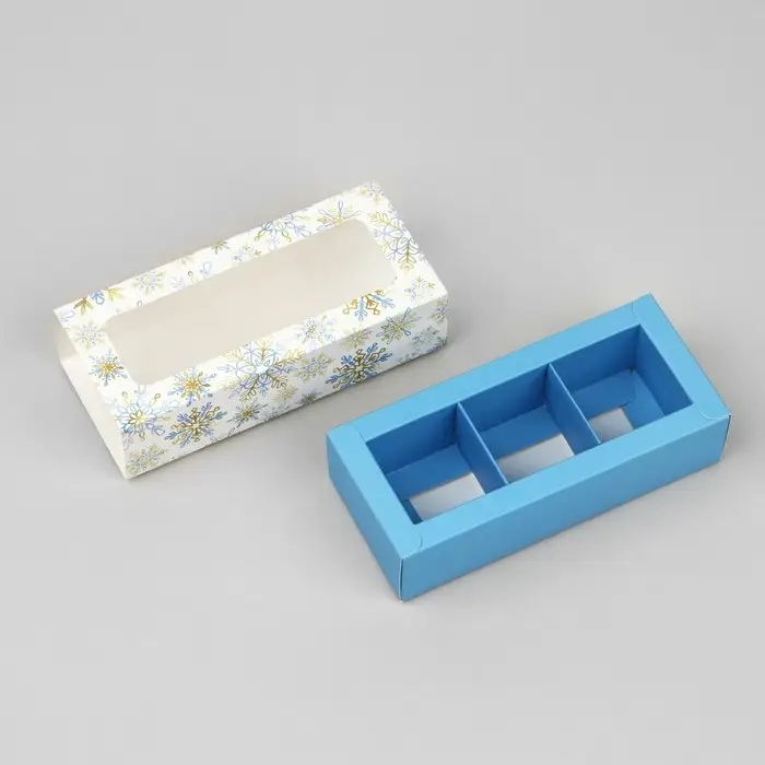 Коробка под 3 конфеты с ячейками &laquo;Золото в Новом году&raquo;, 13.3 х 3.3 х 5.8 см