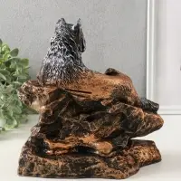 Копилка "Волк на скале" 16х28х27 см, бронза с серебром