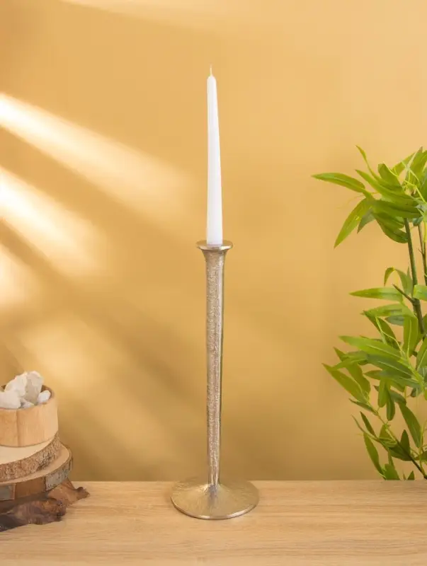 Подсвечник "Флейта" алюминий 37 см, цв. серебро