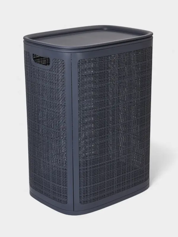 Плетёная корзина для белья с крышкой "Лён" 75л 43&times;32&times;60см, цвет графит