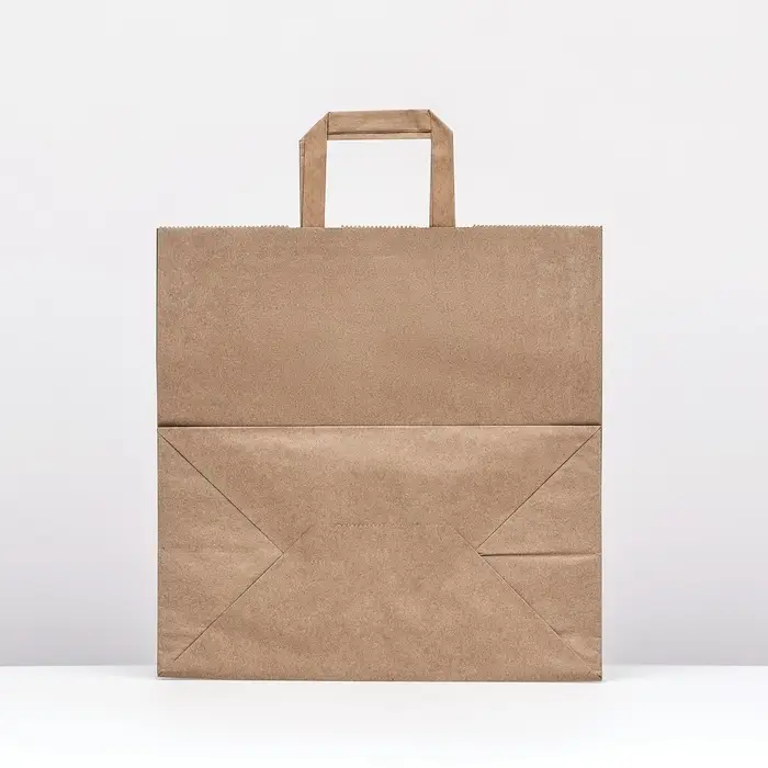 Пакет бумажный крафт, плоская ручка32&times;18&times;32 см, 90 г/м&sup2;