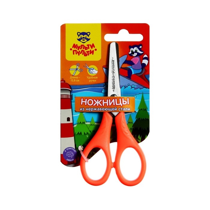 Ножницы 12,8 см детские Мульти-Пульти "Приключения Енота", микс, европодвес