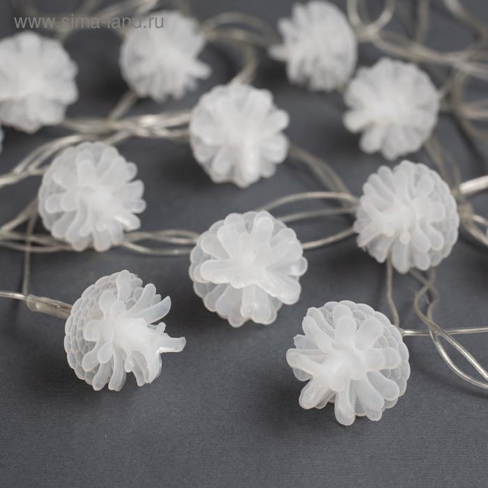 Гирлянда &laquo;Нить&raquo; 5 м с насадками &laquo;Шишки сосновые&raquo;, IP20, прозрачная нить, 20 LED, свечение мульти (RG/RB), мигание, 220 В