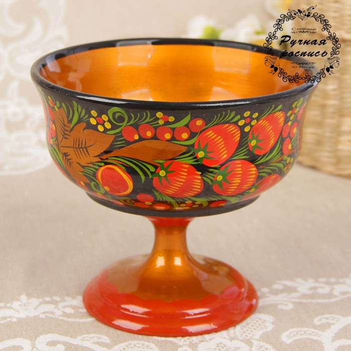 Конфетница,  14&times;14 см, хохлома