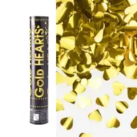 Хлопушка пневматическая "Сердца" фольга, золото, металлик, (12/30 см)