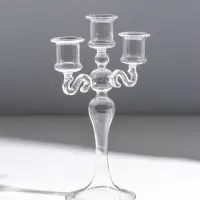 Подсвечник стекло "Версаль" прозрачный d=2.2 см 14х4х21,5 см