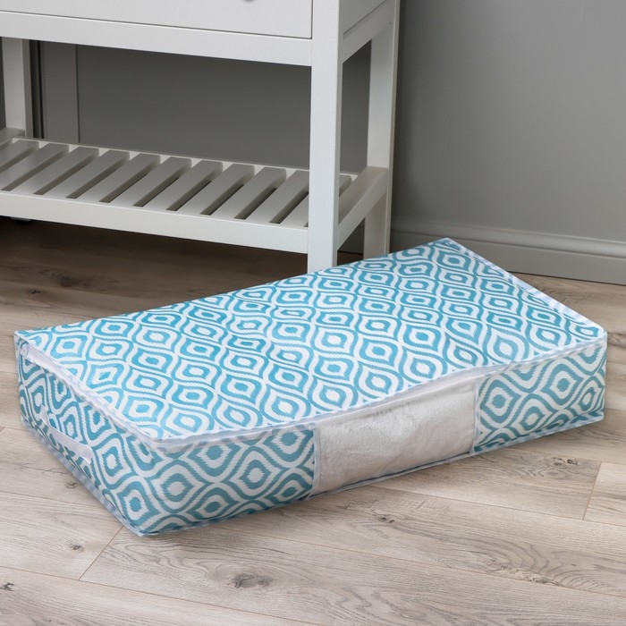 Кофр для хранения вещей Доляна &laquo;Лагуна&raquo; с ПВХ-окном, 80&times;45&times;15 см, цвет бирюзовый