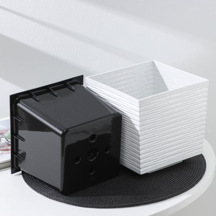 Кашпо со вставкой &laquo;Стиль&raquo;, 3 л, цвет мрамор