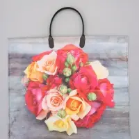 Пакет "Цветы ассорти", полиэтиленовый с пластиковой ручкой, 38 х 34 + 3 см, 90 мкм