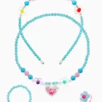 Комплект детский &laquo;Выбражулька. Сердце&raquo;, 4 предмета: клипсы, бусы, кольцо, ободок, МИКС